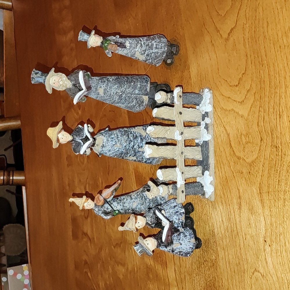 Resin Faux Wood Birch Carved Look Christmas Carolers, Set of 6